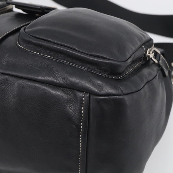 PRADA Shoulder Bag Leather Black Silver Auth 210992V
