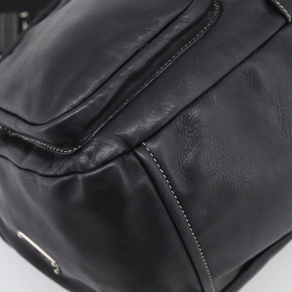 PRADA Shoulder Bag Leather Black Silver Auth 210992V