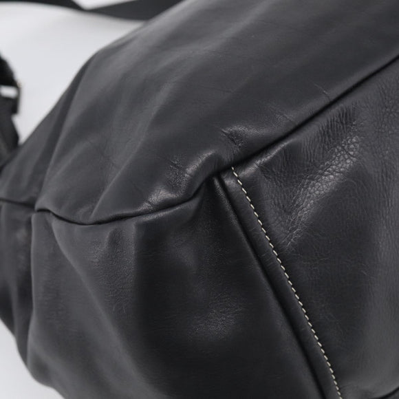 PRADA Shoulder Bag Leather Black Silver Auth 210992V