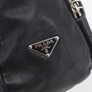 PRADA Shoulder Bag Leather Black Silver Auth 210992V-14