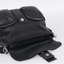 PRADA Shoulder Bag Leather Black Silver Auth 210992V-17