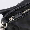 PRADA Shoulder Bag Leather Black Silver Auth 210992V-18