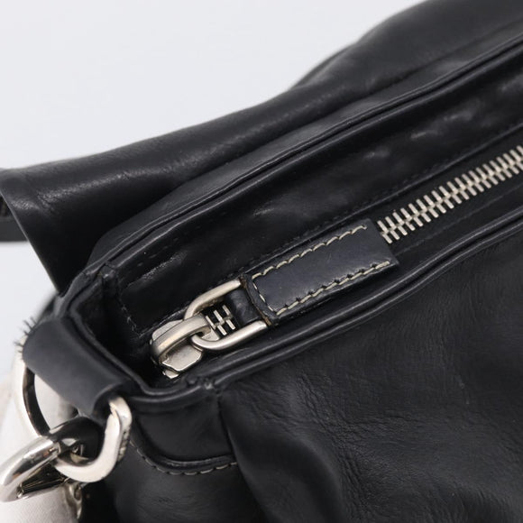PRADA Shoulder Bag Leather Black Silver Auth 210992V