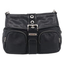 PRADA Shoulder Bag Leather Black Silver Auth 210992V-2