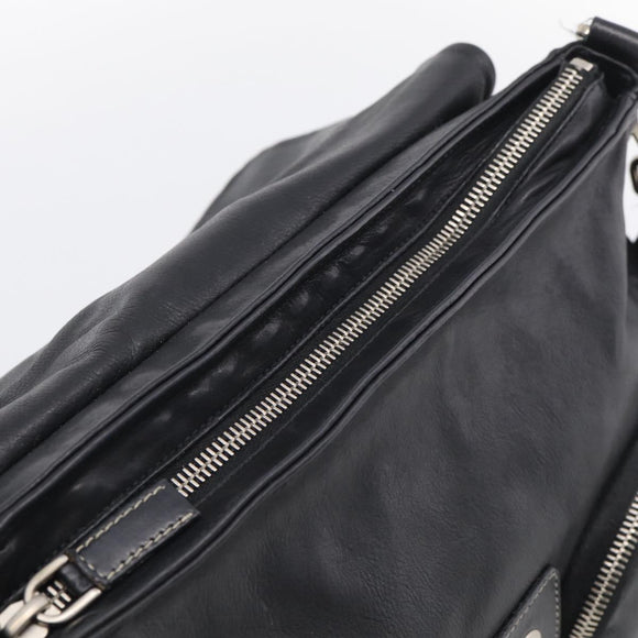 PRADA Shoulder Bag Leather Black Silver Auth 210992V