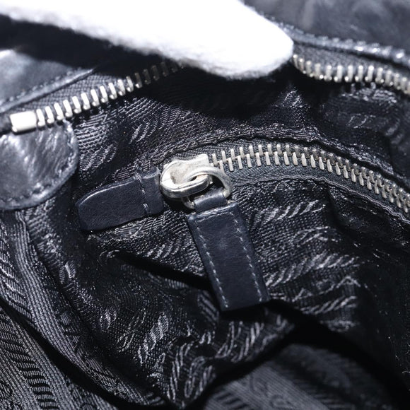 PRADA Shoulder Bag Leather Black Silver Auth 210992V