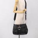 PRADA Shoulder Bag Leather Black Silver Auth 210992V-29