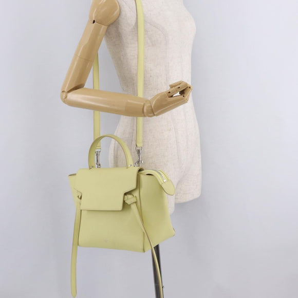 CELINE Belt Bag Hand Bag Leather 2way Yellow Silver Auth 210995V