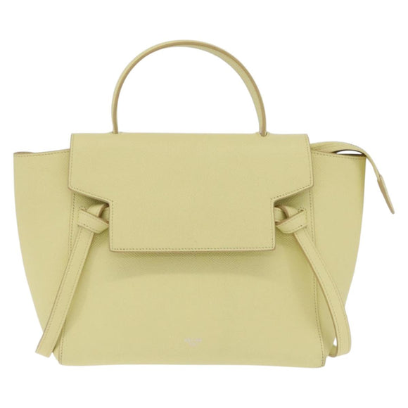 CELINE Belt Bag Hand Bag Leather 2way Yellow Silver Auth 210995V