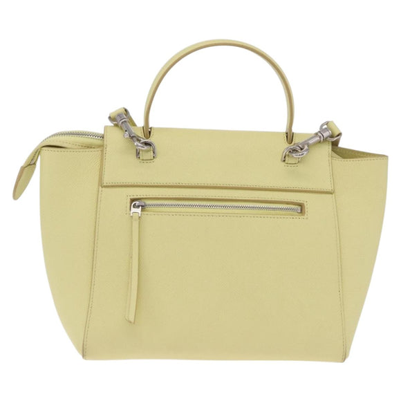 CELINE Belt Bag Hand Bag Leather 2way Yellow Silver Auth 210995V