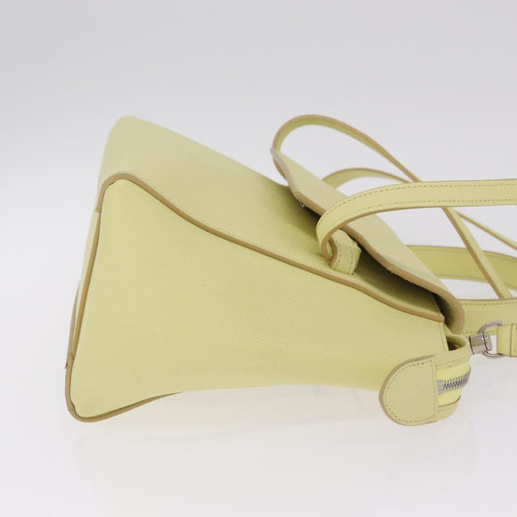 CELINE Belt Bag Hand Bag Leather 2way Yellow Silver Auth 210995V