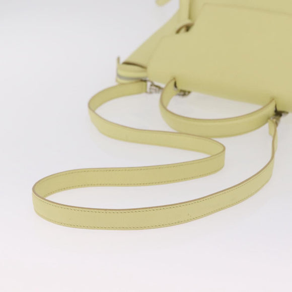 CELINE Belt Bag Hand Bag Leather 2way Yellow Silver Auth 210995V