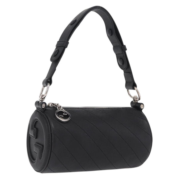GUCCI Blondy Shoulder Bag Leather Black Silver 700170 Auth 210996V