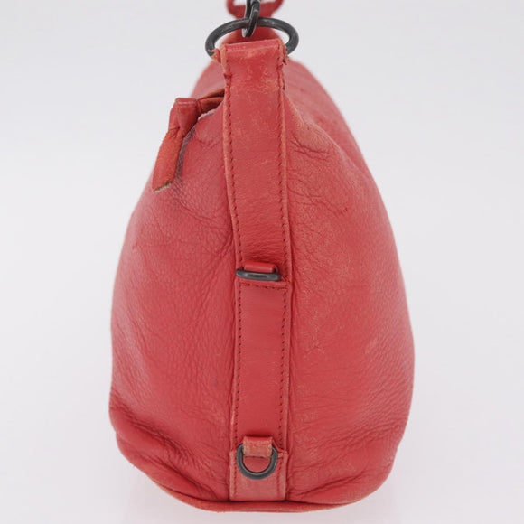 Bottega Veneta Shoulder Bag Leather Red 114088 Auth 210999