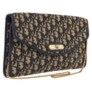 Christian Dior Trotter Canvas Chain Shoulder Bag Navy Gold Tone Auth 211003-1