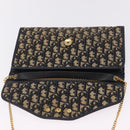 Christian Dior Trotter Canvas Chain Shoulder Bag Navy Gold Tone Auth 211003-16