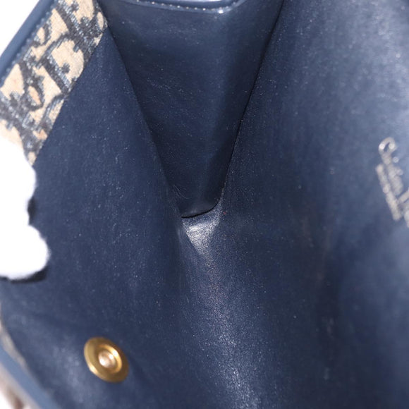 Christian Dior Trotter Canvas Chain Shoulder Bag Navy Gold Tone Auth 211003