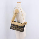 Christian Dior Trotter Canvas Chain Shoulder Bag Navy Gold Tone Auth 211003-23
