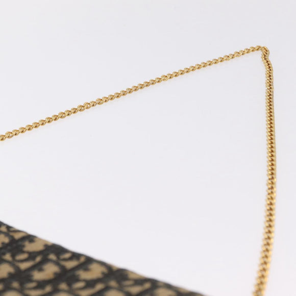 Christian Dior Trotter Canvas Chain Shoulder Bag Navy Gold Tone Auth 211003