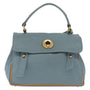 Saint Laurent Muse To Hand Bag Leather 2way Light Blue Gold 283731 Auth 211010V-2