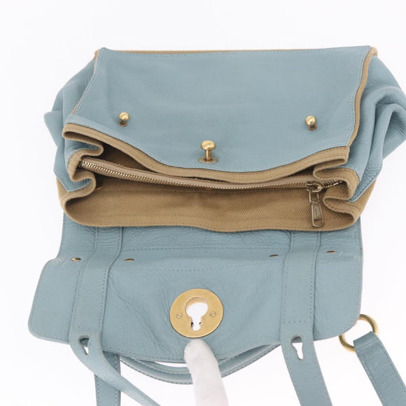 Saint Laurent Muse To Hand Bag Leather 2way Light Blue Gold 283731 Auth 211010V