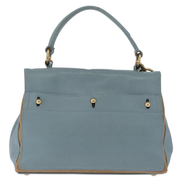 Saint Laurent Muse To Hand Bag Leather 2way Light Blue Gold 283731 Auth 211010V