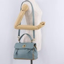 Saint Laurent Muse To Hand Bag Leather 2way Light Blue Gold 283731 Auth 211010V-32