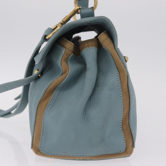 Saint Laurent Muse To Hand Bag Leather 2way Light Blue Gold 283731 Auth 211010V