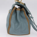 Saint Laurent Muse To Hand Bag Leather 2way Light Blue Gold 283731 Auth 211010V-5