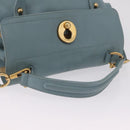 Saint Laurent Muse To Hand Bag Leather 2way Light Blue Gold 283731 Auth 211010V-7