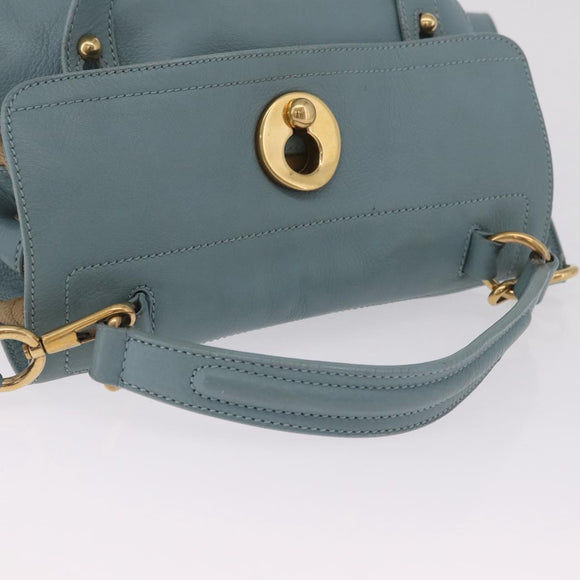 Saint Laurent Muse To Hand Bag Leather 2way Light Blue Gold 283731 Auth 211010V