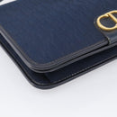 Christian Dior Trotter Canvas Shoulder Bag Navy Gold Tone Auth 211012-11