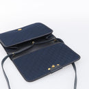 Christian Dior Trotter Canvas Shoulder Bag Navy Gold Tone Auth 211012-15
