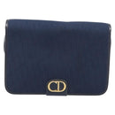 Christian Dior Trotter Canvas Shoulder Bag Navy Gold Tone Auth 211012-2