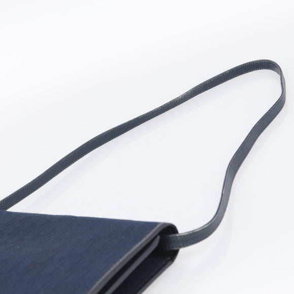 Christian Dior Trotter Canvas Shoulder Bag Navy Gold Tone Auth 211012