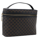 CELINE Macadam Vanity Cosmetic Pouch PVC Black Gold Tone Auth 211013V-1
