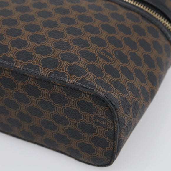 CELINE Macadam Vanity Cosmetic Pouch PVC Black Gold Tone Auth 211013V