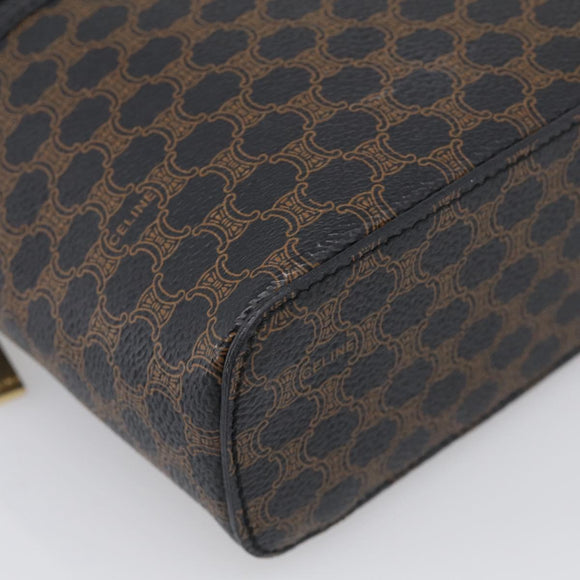 CELINE Macadam Vanity Cosmetic Pouch PVC Black Gold Tone Auth 211013V