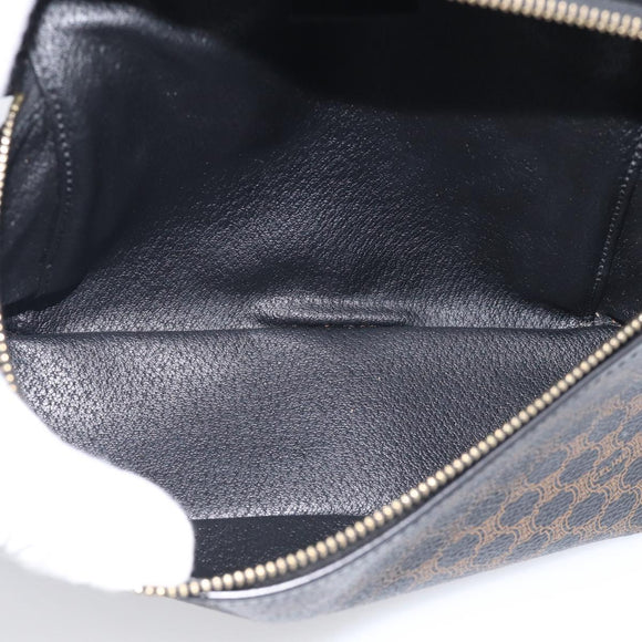 CELINE Macadam Vanity Cosmetic Pouch PVC Black Gold Tone Auth 211013V