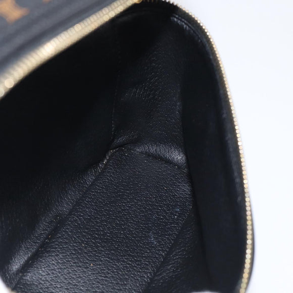CELINE Macadam Vanity Cosmetic Pouch PVC Black Gold Tone Auth 211013V