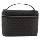 CELINE Macadam Vanity Cosmetic Pouch PVC Black Gold Tone Auth 211013V-2