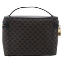 CELINE Macadam Vanity Cosmetic Pouch PVC Black Gold Tone Auth 211013V-3
