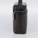 CELINE Macadam Vanity Cosmetic Pouch PVC Black Gold Tone Auth 211013V-4