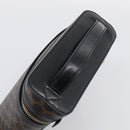 CELINE Macadam Vanity Cosmetic Pouch PVC Black Gold Tone Auth 211013V-6