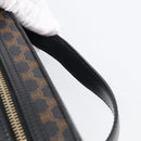 CELINE Macadam Vanity Cosmetic Pouch PVC Black Gold Tone Auth 211013V-8