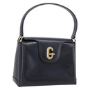 GUCCI Hand Bag Leather Black Gold Tone Auth 211014-1