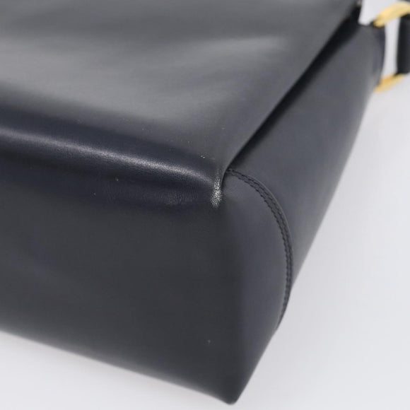 GUCCI Hand Bag Leather Black Gold Tone Auth 211014