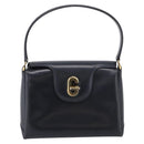 GUCCI Hand Bag Leather Black Gold Tone Auth 211014-2