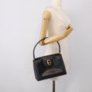 GUCCI Hand Bag Leather Black Gold Tone Auth 211014-25