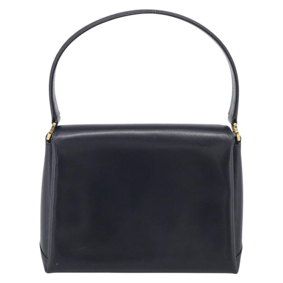GUCCI Hand Bag Leather Black Gold Tone Auth 211014